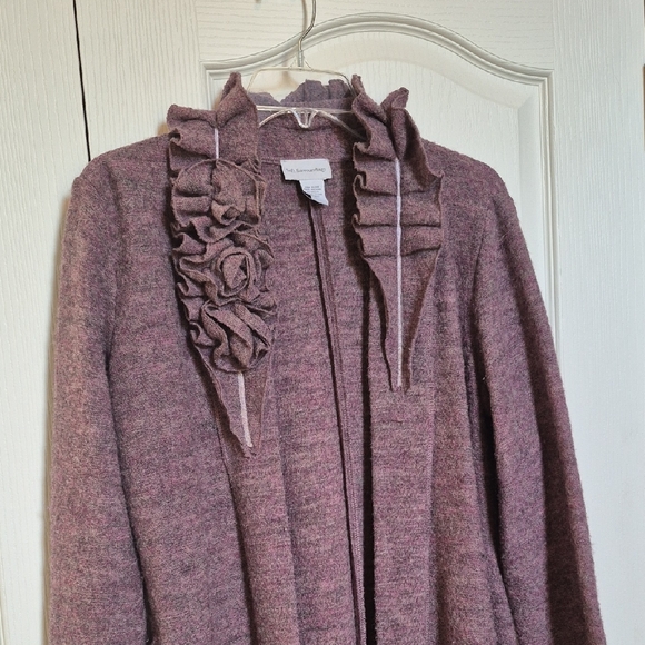 Soft Surroundings Lavender Cardigan with Floral Accents - Picture 5 of 10